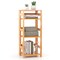 4-Tier Bookshelf Rubber Wood Bookcase with Side Fences for Living Room